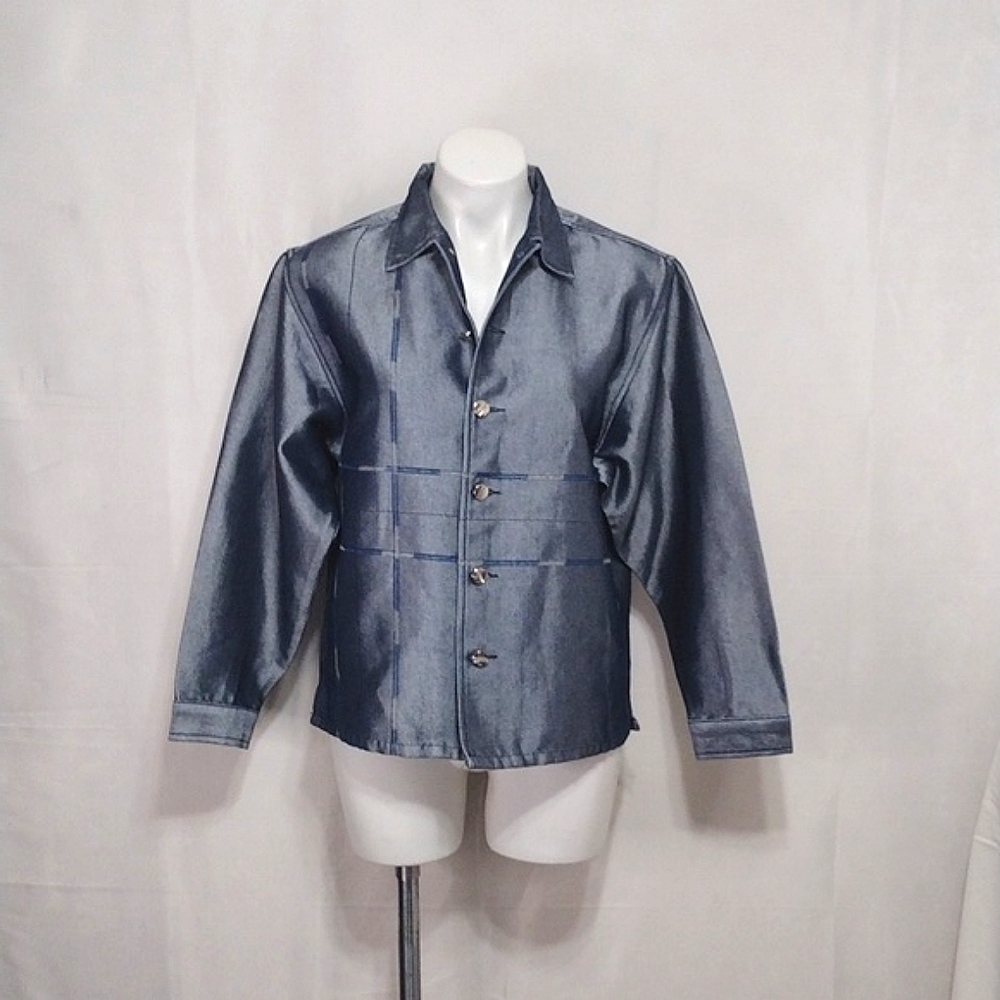 Outech Oversized Bluish Gray Utility Denim Jacket M Streetwear Edgy Modern Look